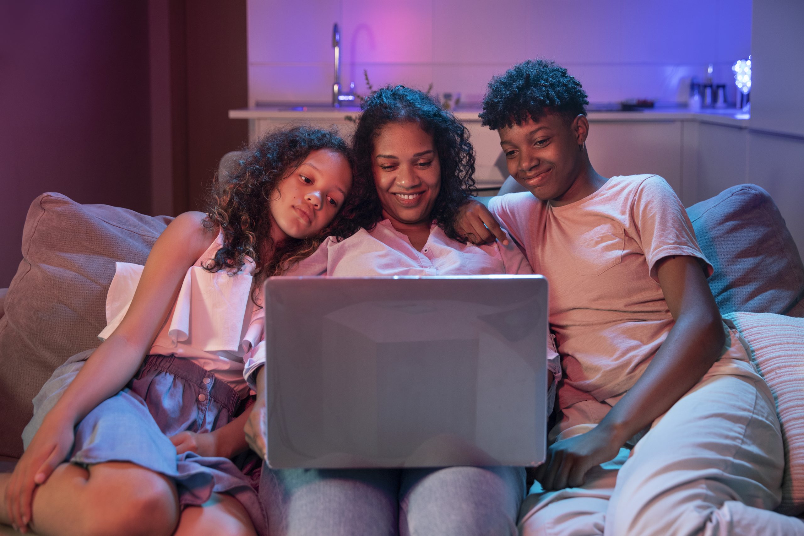 Family watching YouTube Views